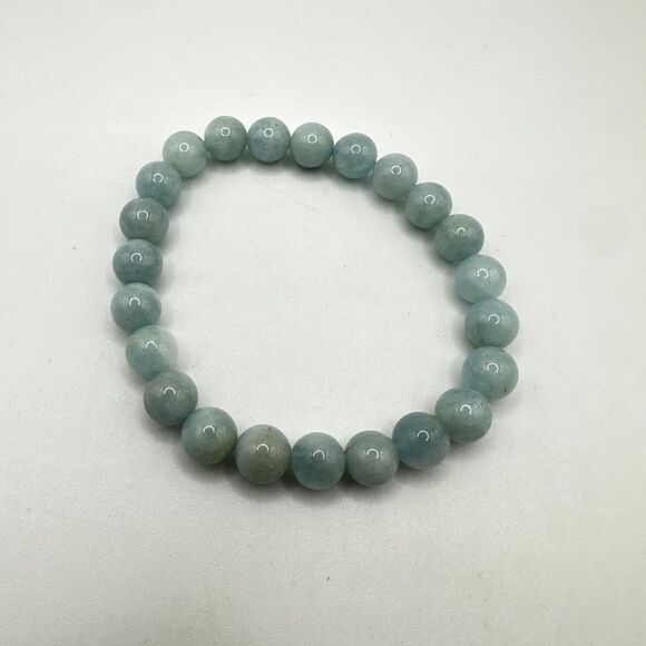 Stunning 8mm genuine Aquamarine beaded stretchy bracelet! - Picture 1 of 8
